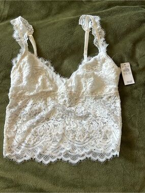 Aerie White Lace Bralette Tank Top- XXS